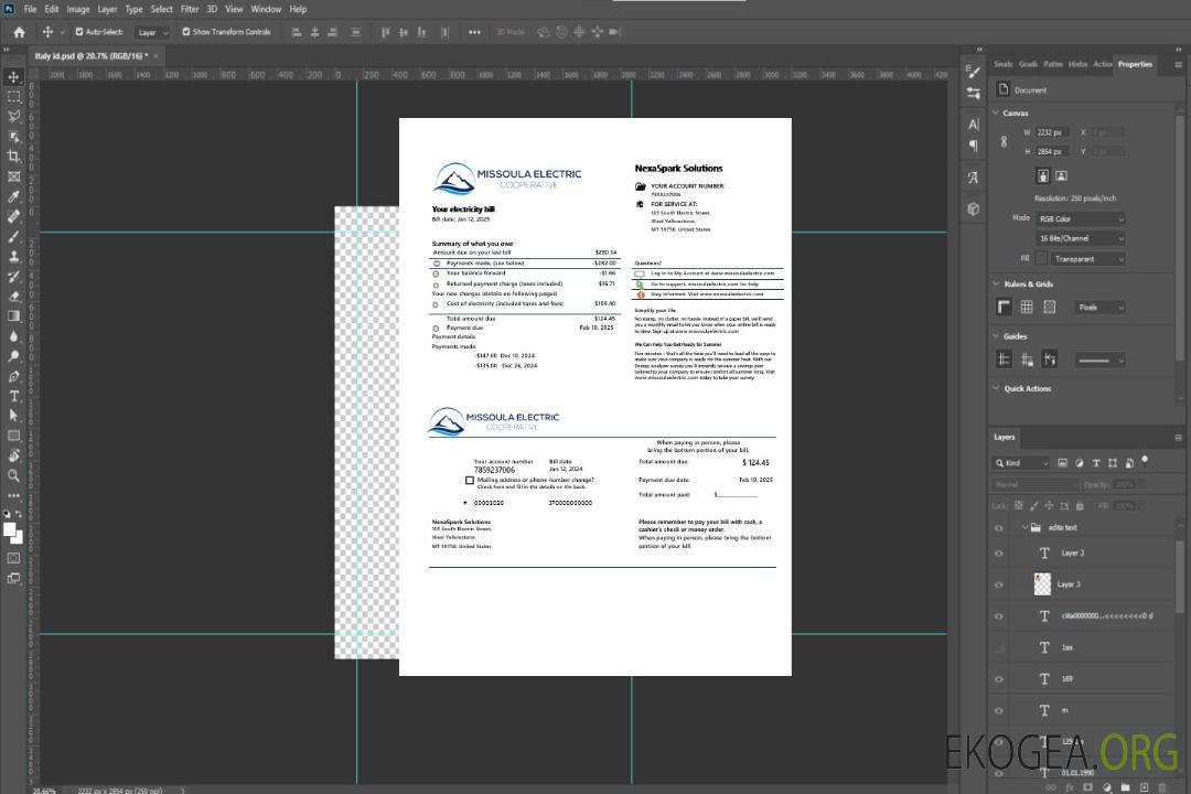 USA Montana Missoula Electric Cooperative modèle de facture de services publics d'électricité aux formats Word et PDF template USA Montana Missoula Electric Cooperative modèle de facture de services publics d'électricité aux formats Word et PDF template